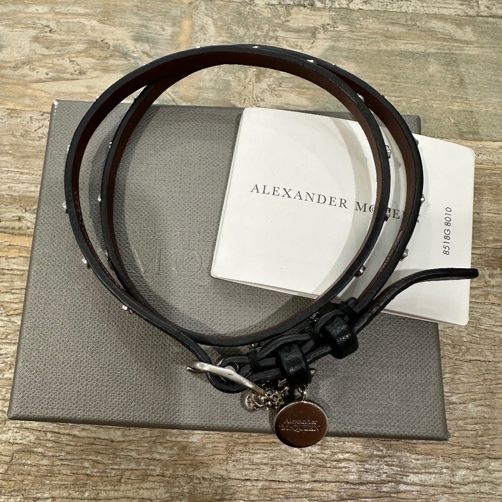 Alexander McQueen Black Leather Bracelet